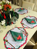 Table Set Natal Cervinho Espanha Americano Impermeável Guardanapo Linho Misto