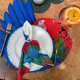Table Set - Soraia - Americano Impermeável + Guardanapo em Linho Misto - Fauna - Arara Vermelha
